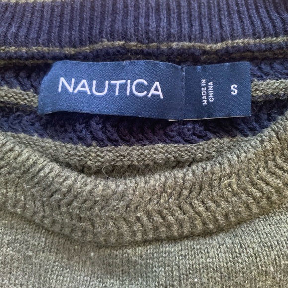 Nautica Men's Textured Striped Sweater dark Green, Navy Blue Size S - Picture 5 of 7